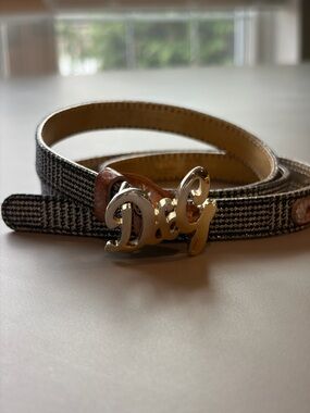 D&G Signature Script Buckle Women’s Belt - Black & silver